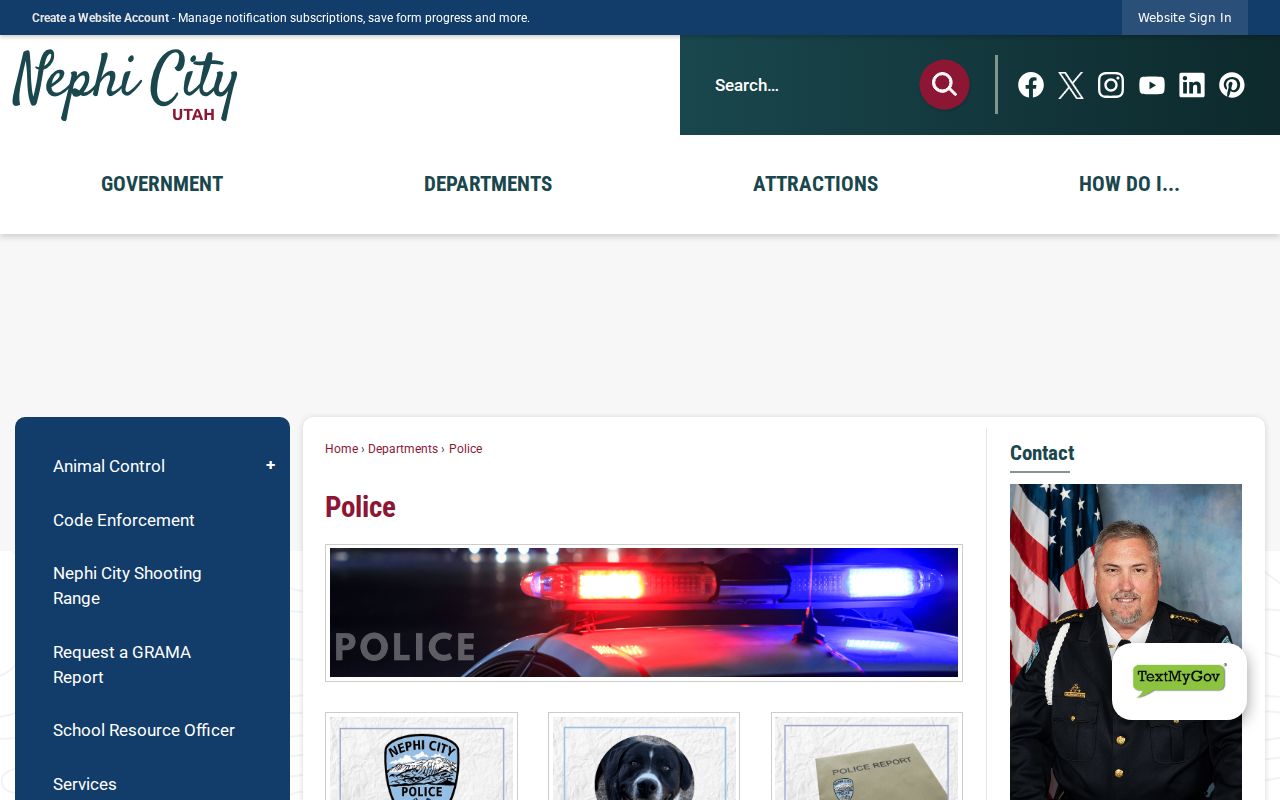 Juab County arrest warrant records: Nephi Police public contact page